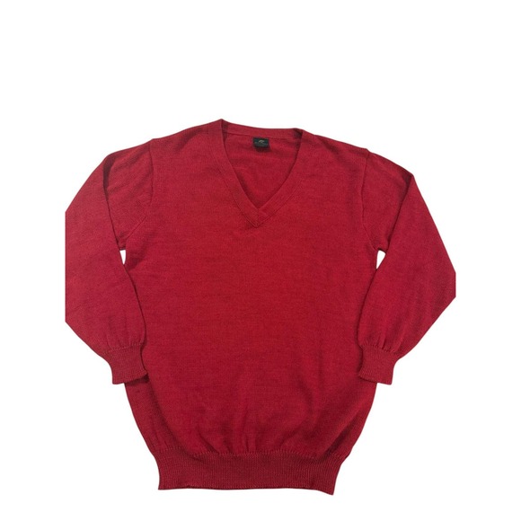 Eco-Alpaca Red V-Neck Sweater Men's XL 100% Alpaca Wool Sustainable Luxury